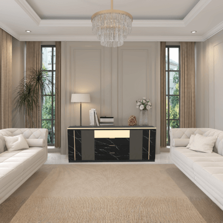 ตู้ลิ้นชัก 4 ลิ้นชัก WISDOM DESIGN FURNITURE รุ่น GCS-201 200 ซม. สีแอชเกรย์/ดาร์คมาร์เบิ้ล_2